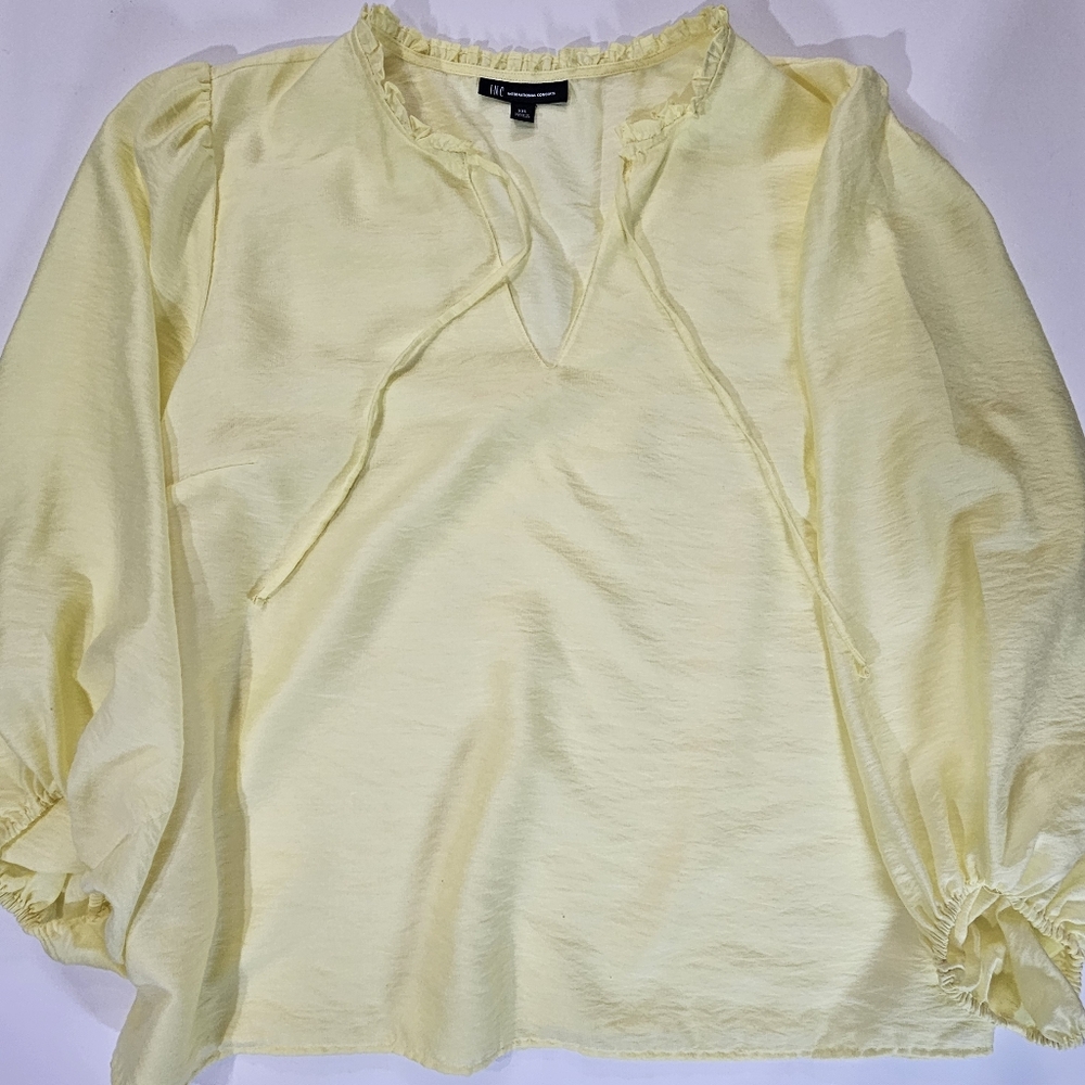INC Peasant Top Womens Size‎ XXL Butter Yellow V-neck Blouse Boho Chic